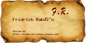 Fridrich Rabán névjegykártya
